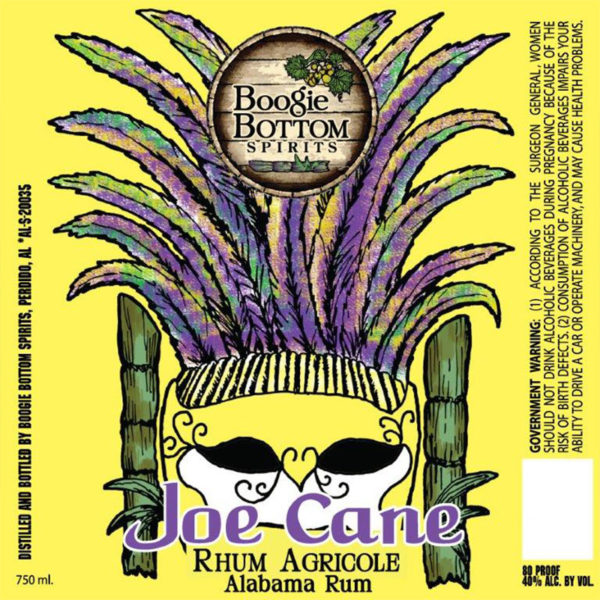 Boogie Bottom Joe Cane Rhum Agricole Alabama Rum Label
