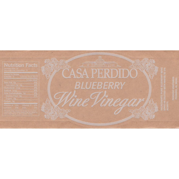 Casa Perdido Blueberry Wine Vinegar Label