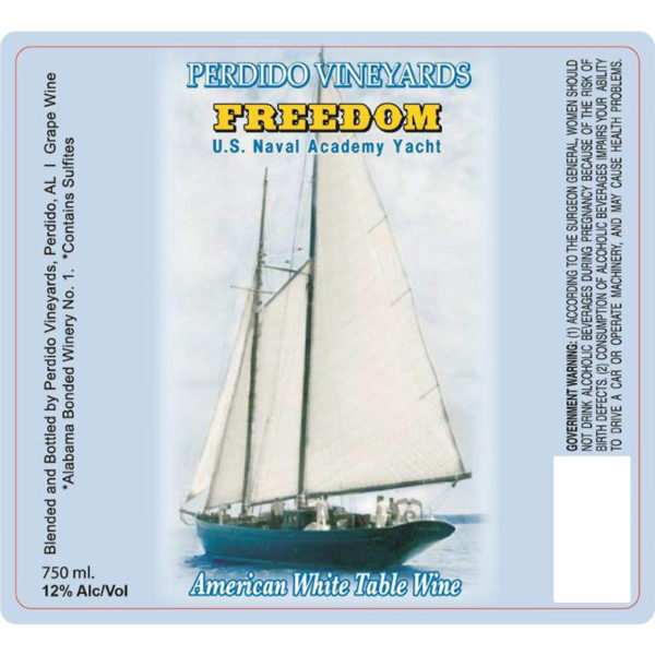 Perdido Vineyards Freedom American White Table Wine Label