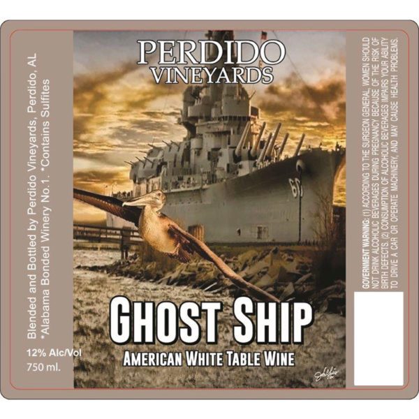 Perdido Vineyards Ghost Ship American White Table Wine Label
